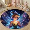 Various Styles and Sizes Tinker Bell Printed Cartoon Round Carpet for Kids Living Room Rug Picnic Mat Flannel Anti-Slip Rug Gift