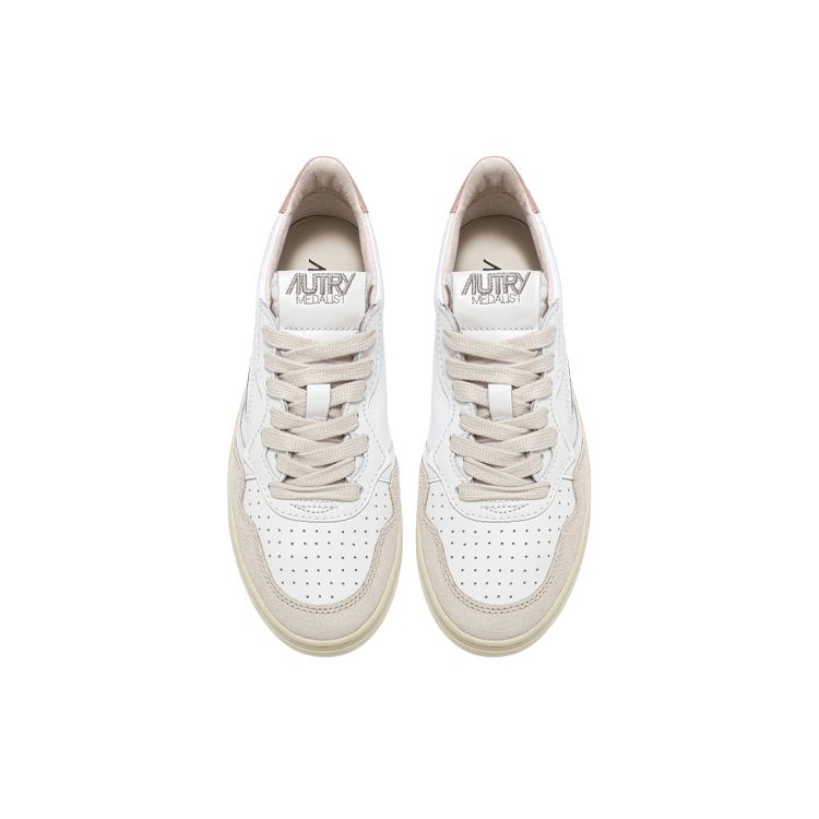 Autry Medalist Leather Low White Pink (Womens) Women Sneakers AULW-LS37
