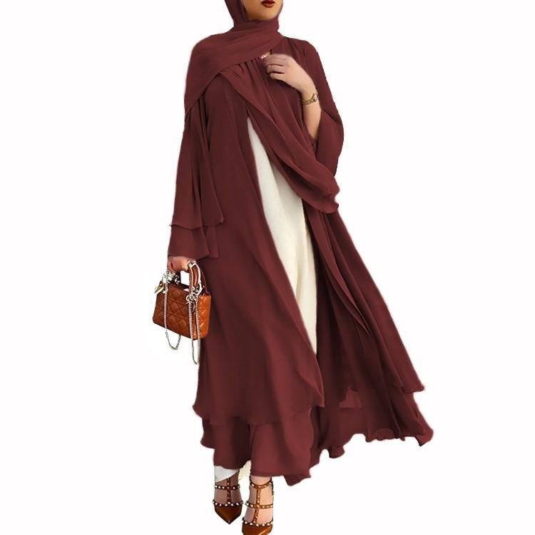 Muslim Fashion Abaya Fashion Soft and Elegant Large Size Women Cardigan Robe Solid Color Cardigan Dress