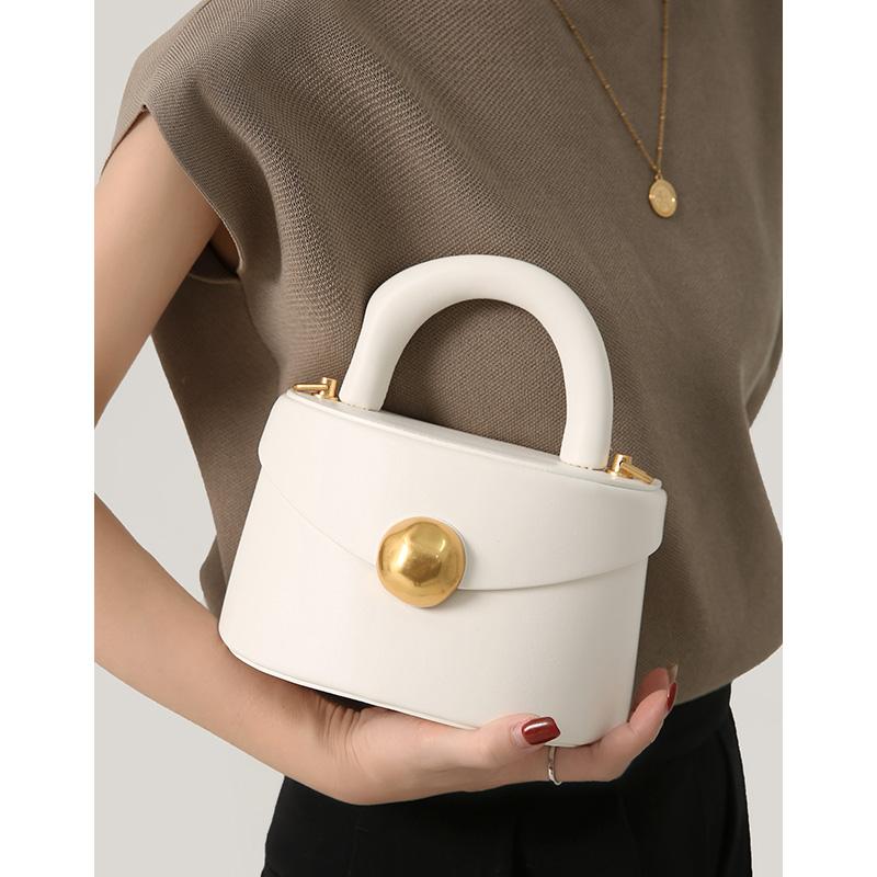 Handbag Women's Summer New PU Soft Face Half Round Box Bag Multi Color Versatile Bucket Bag Single Shoulder Crossbody Bag