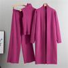Autumn And Winter Lazy Temperament Knitted Suit Sleeveless Vest Sweater Cardigan Pants Three Piece Set