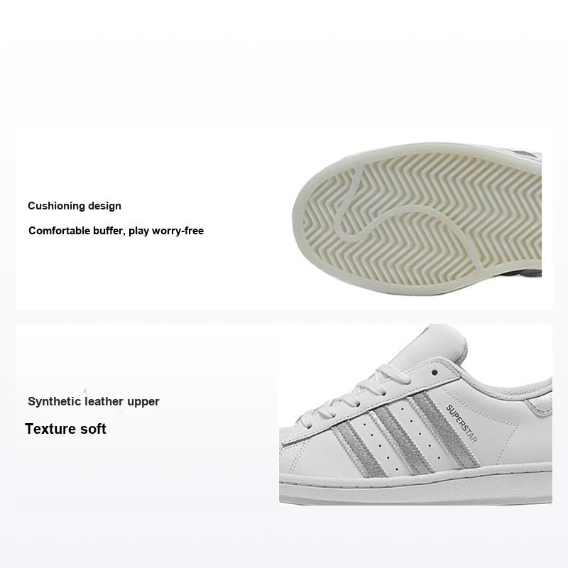 Adidas Originals Серия Superstar Девочки Потрясающие Ретро Повседневные Низкие Детские Кроссовки Детские Кроссовки Белый Серый H67668 38⅔