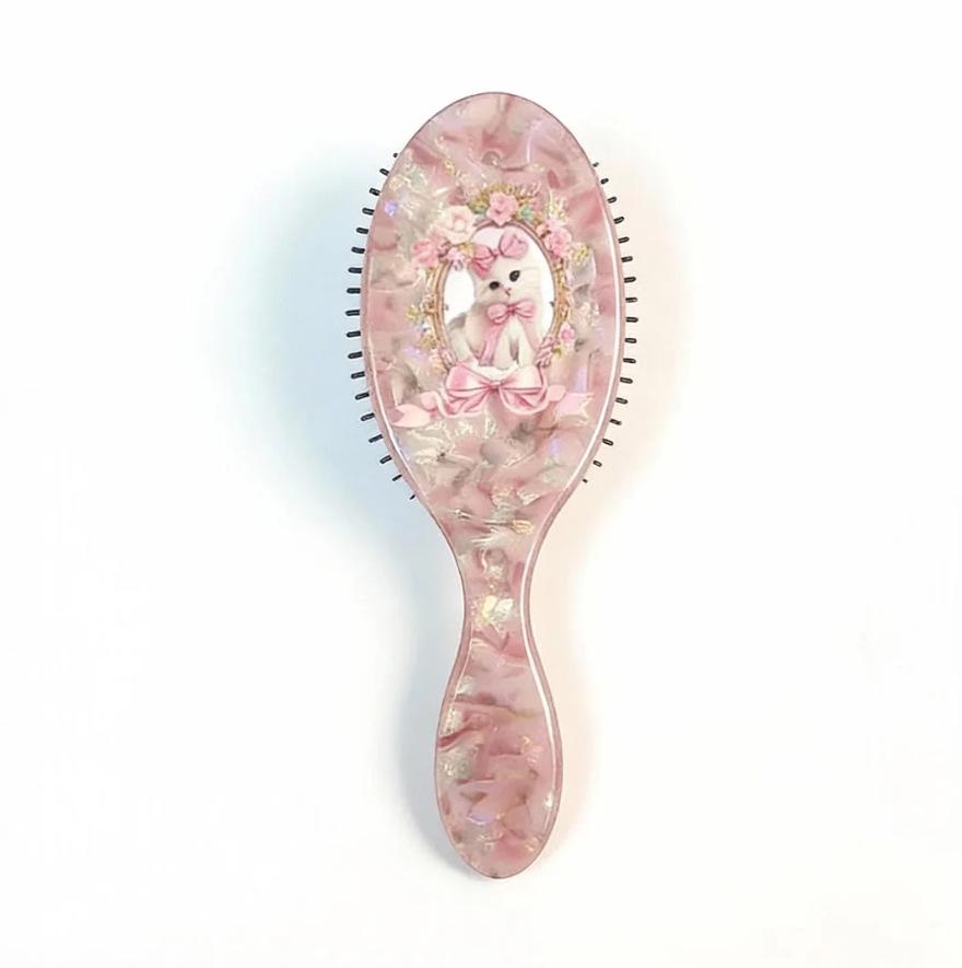 Pink Bow Cat Women s Air Cushion Massage Comb for Hair Styling розовый