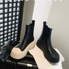 Cowhide~ Wang Xiaodou Same Leather Chelsea Boots Women's Autumn and Winter New Martin Boots Muffin Platform Sports Short Boots