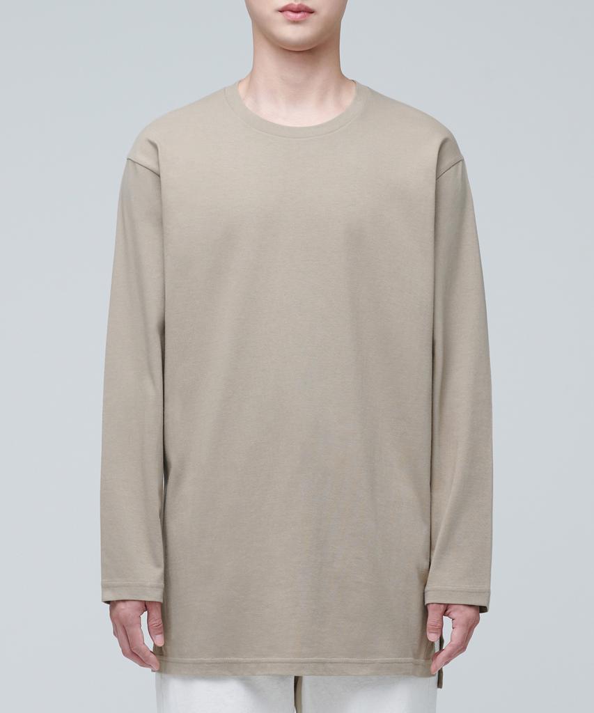 MUSINSA STANDARD Layered Crew Neck Long Sleeve T-Shirt_Long Length [Dusty Beige]