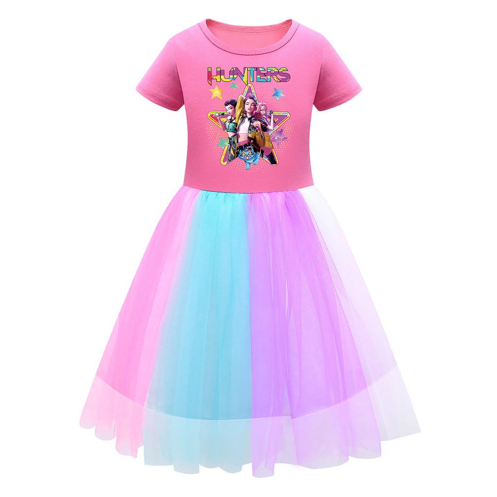 

Дитяча Сукня для Дівчинки Hunters Rumi Mira Zoey З Сценічним Принтом Сітчаста Райдужна З Круглим Вирізом Короткий Рукав Повсякденна Бавовняна 100cm