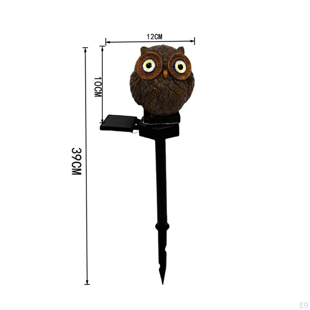 Outdoor Solar Pathway Light Garden Stake Animal Statue Ornament Landscaping Lamp Owl Figurine Warm