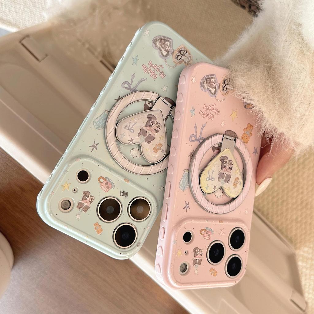 Magnetic Stand Cartoon Fluffy Kitten Soft Phone Case for iPhone 17 Pro Max