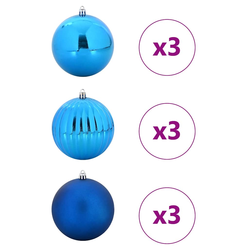 XL Christmas Ornament Set 9 pcs Blue Plastic