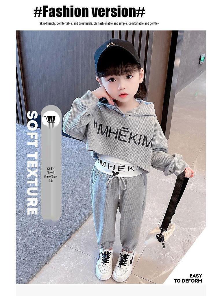 Girls' 2025 Trendy Autumn Sportswear: Three-Piece Hooded Sweatshirt Set