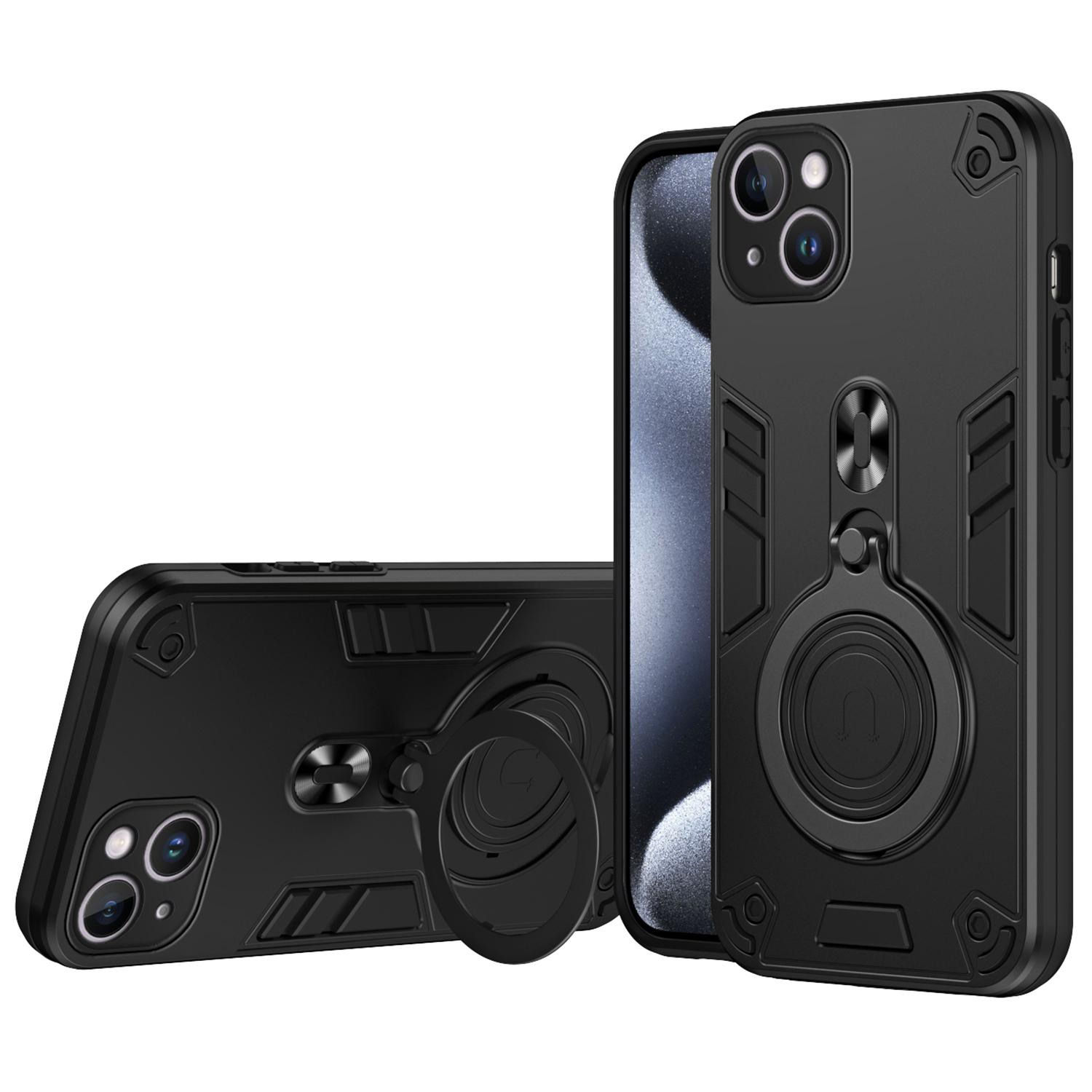 

For iPhone 15 Plus Case Rotatable Kickstand PC+TPU Drop Protection Phone Cover C