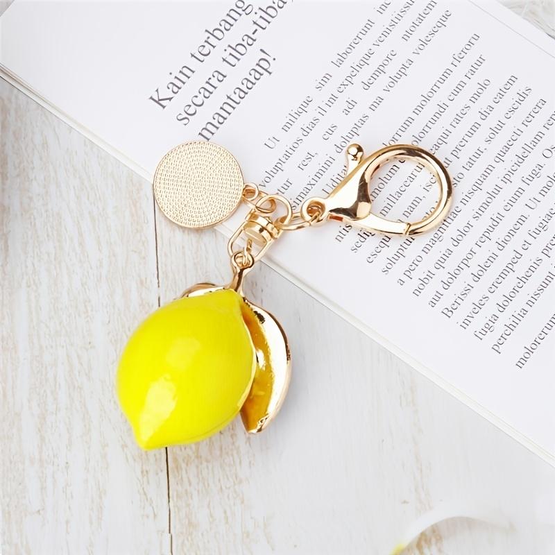1/3Pcs Summer Style Alloy Rhinestone Lemon Keychain Bag Imitation 3D Fruit Ornament Key Ring Bag & Car Decoration