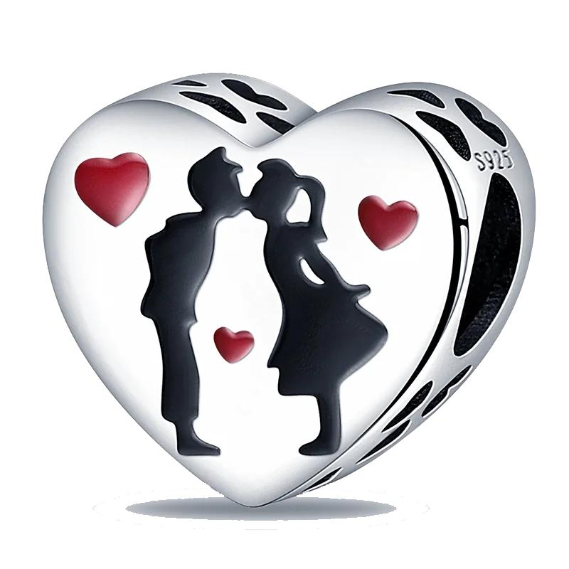 Copper Boy Girl Couple Lovers Beads Charms Zirconium Dangle Fit Original Bracelet Charms Jewelry Women Diy