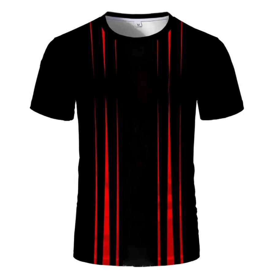

Черные красные полосатые мужские футболки в стиле хип-хоп, забавные уличные футболки с короткими рукавами и 3D-принтом