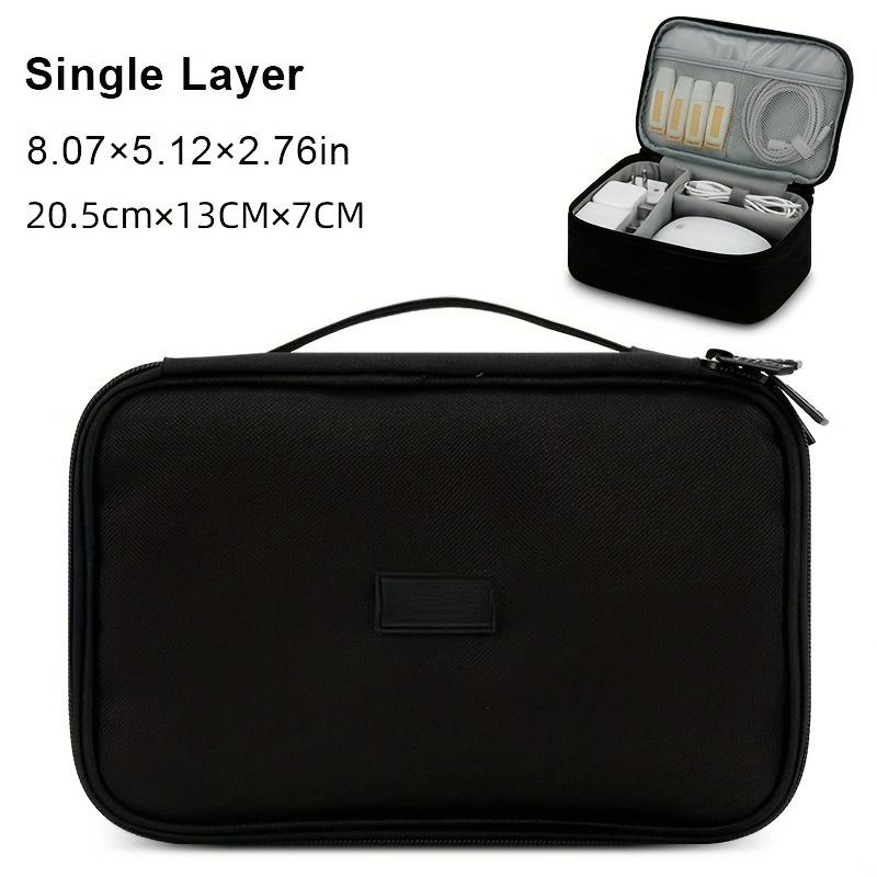 Double Layer Large Capacity Cable Storage Bag Portable Handbag for Office Supplies Electronic Accessories Organizer