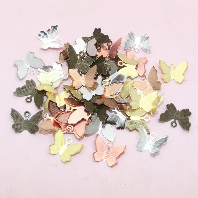 100pcs Metal Copper Small Butterfly Charms Pendant 11mmx13mm DIY Jewelry Accessories Findings for Necklace Bracelet Earrings