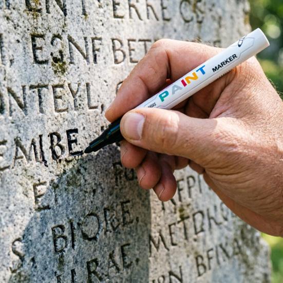 Opravná barva ve fixu na náhrobky Voděodolný Přesný hrot Kamenný popisovač Rychleschnoucí Inkoust nerozmazávající se Značkovač náhrobků pro pamětní nápisy