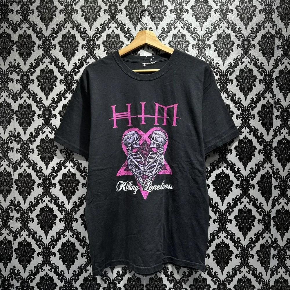 HIM Убивая Одиночество Рок-группа футболка с коротким рукавом черного цвета KV26655 Унисекс футболка M