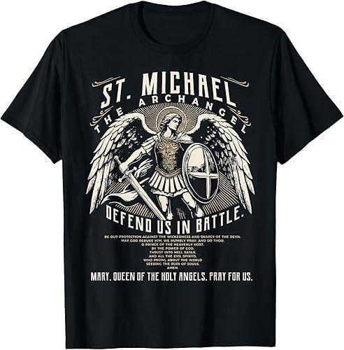 NEW LIMITED Saint Michael the Archangel Prayer Catholic Christian Pastor T-Shirt XXXXL