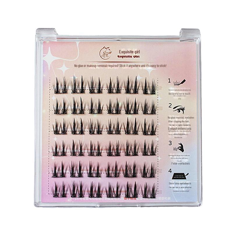 Exquisite Double Spire Spike False Eyelashes: No-Glue, Easy-Removal, Perfect for Beginners