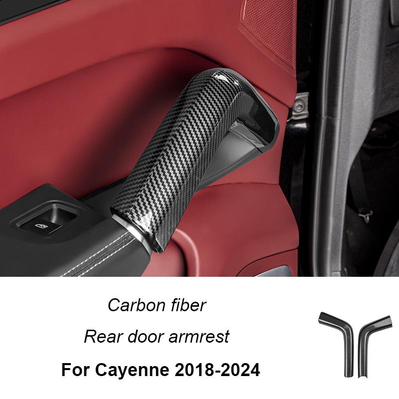 

For Porsche Cayenne 2011-2024 Car Carbon Fiber Central Console Door Armrest Protective Cover Panel Pull Handle Accessories