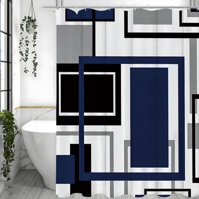 Blau Geometrisch Marineblau Modern Schwarz Blau Grau Duschvorhang, Badezimmer Dekorativer Duschvorhang, Wasserdichter Duschvorhang wi