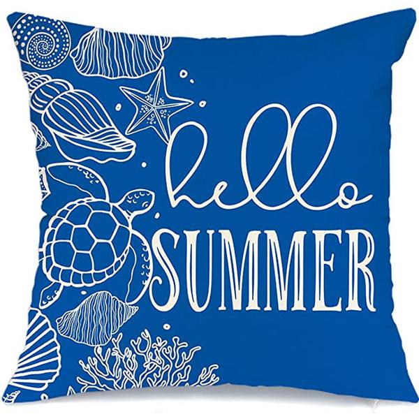 Summer Hot Style Ocean Style Pillow Beach Shell Pattern Blue Pillow Case Home Sofa Pillow Case Cushion Cover