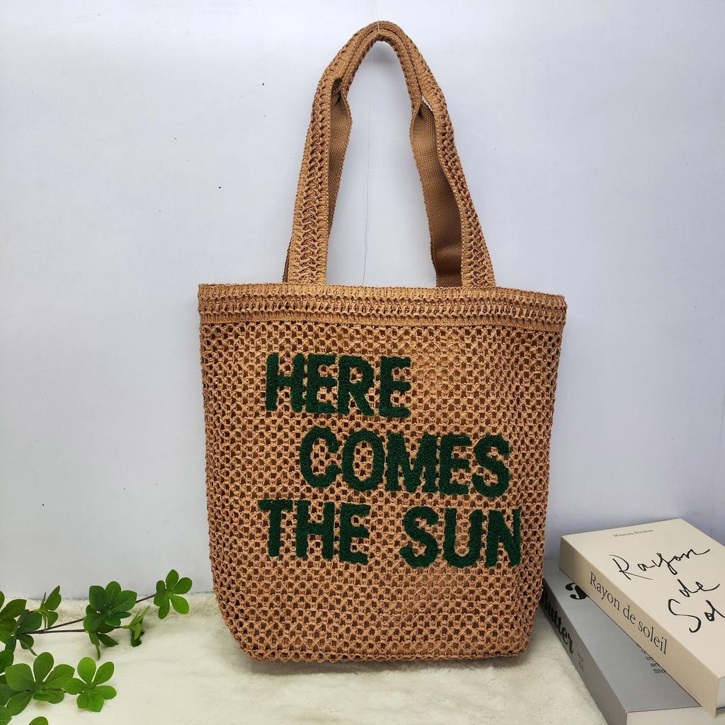 Letter Tote Bag Large Capacity Woven Bag Fashion Commuter Shoulder Bag Niche Versatile Women'S Bag Handbag