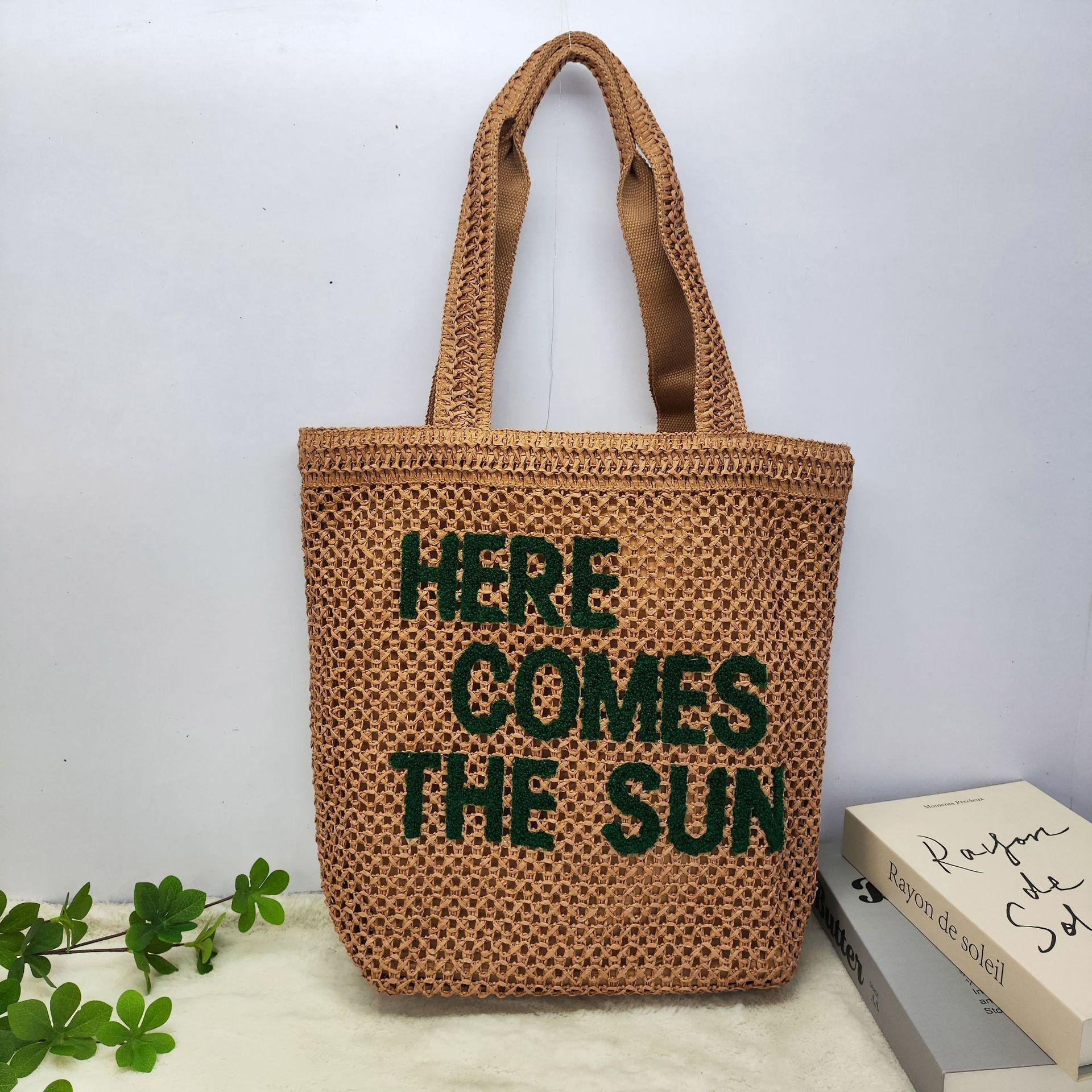 Letter Tote Bag Large Capacity Woven Bag Fashion Commuter Shoulder Bag Niche Versatile Women S Bag Handbag коричневый 3150₽