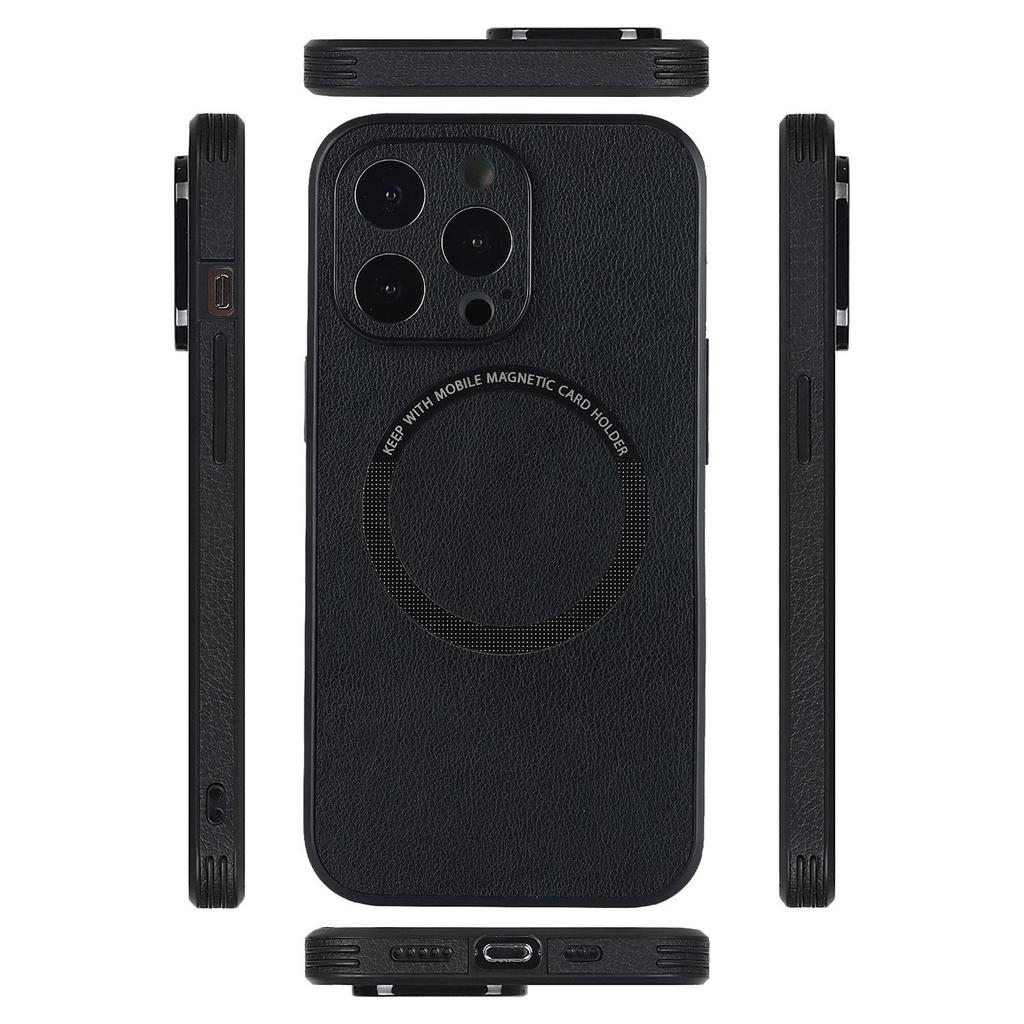 Apple 15 Leather Phone Case: Trendy, Magnetic, Anti-Fall, Wireless Charging.