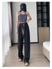 Petite Women's High-Waisted Drapey Drawstring Wide-Leg Summer Pants – 145