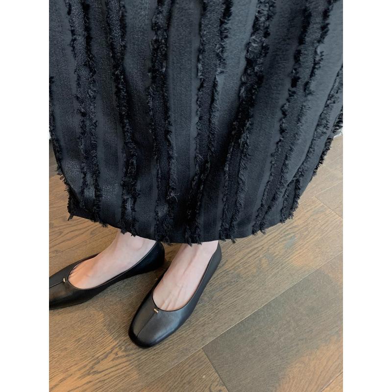 

Супермягкая овчина с квадратным носком и плоской подошвой, женские туфли для бабушки, одинарные туфли для поездок на работу и обратно, осень 35 чёрный