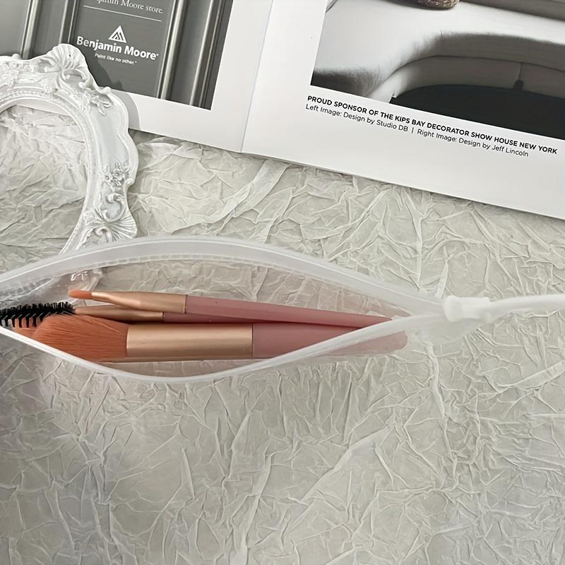 1pc Clear EVA Makeup Brush Pouch | Multi-functional Cosmetic Zipper Bag, Transparent Beauty Tool Organizer for Brushes, Eyelash & Eyebrow Pencils