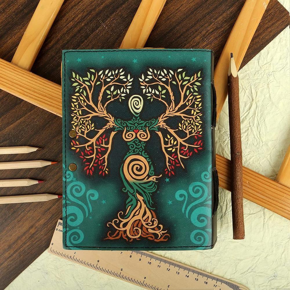 Blank Spell Book of Shadows Journal med låselås Antikk håndlaget dekkkant