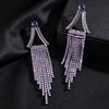 Silver Needle Luxury Diamond-Inlaid Triangle Tassel Earrings - Exquisite High-End Ear Studs for Women