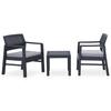 3 Piece Garden Lounge Set with Cushions Plastic Gray