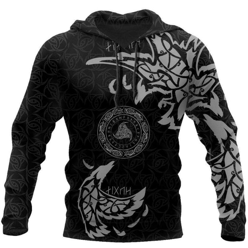 Hoodie Men 3D Print New Viking Mythology Vintage Style Tops Oversized Casual Long Sleeve Pullover Clothes Clothing Spring Autumn
