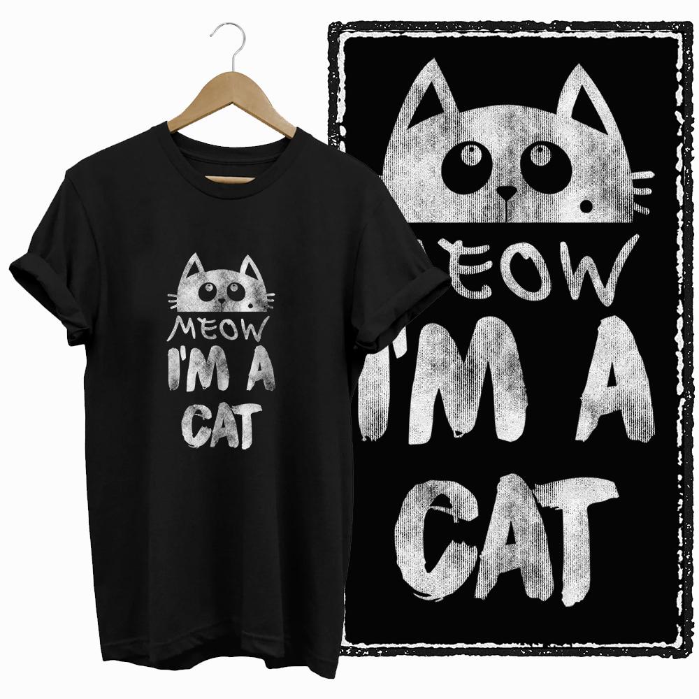 Summer Retro, Simple And Cool Cat Pattern Printed Short-Sleeved Cotton Loose And Breathable Casual Fashion Men's T-Shirt