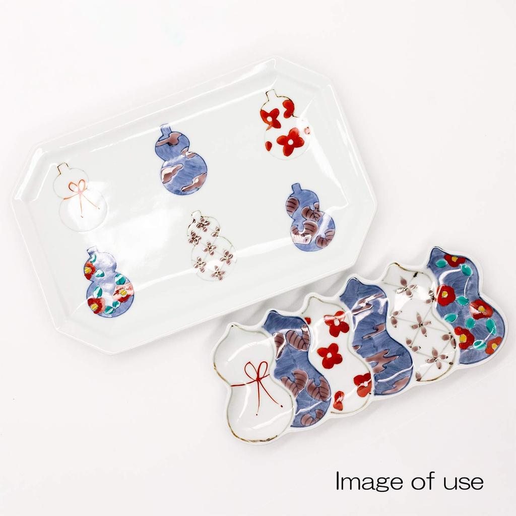 Imari ware Tokushichi kiln long approximately 24 x 15 gourd made in product number 478434 dish, cm, design, red, Japan,