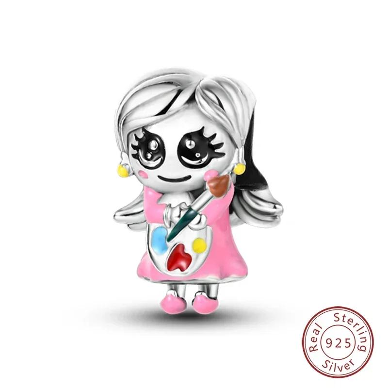 100% Copper Fashion Pink Princess Skirt Bag Lipstick Charms Beads Fit Original Bracelets Diy Jewelry Gifts