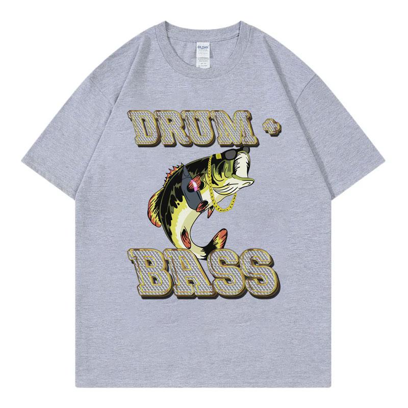 Drum and Bass Funny Fish Meme Graphic T Shirts Men Women Fashion Retro Short Sleeve Tshirt Summer Casual 100 Cotton Tshirts