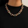Double Weave Chain Design Steampunk Lock Choker Necklace Metal Chunky Chains Choker  Summer