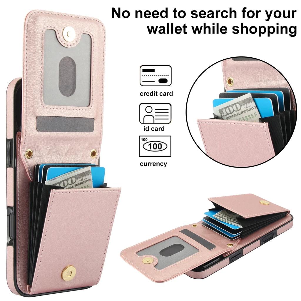 Crossbody Lanyard Wallet with Card Holder Kickstand Phone Case for iPhone 16 15 Pro Max Plus Shockproof Protective Cover