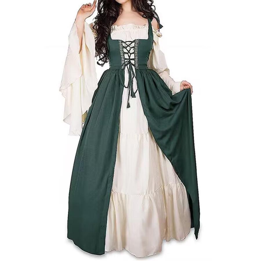 Plus Size Medieval Renaissance Cosplay Long Dress Halloween Costume
