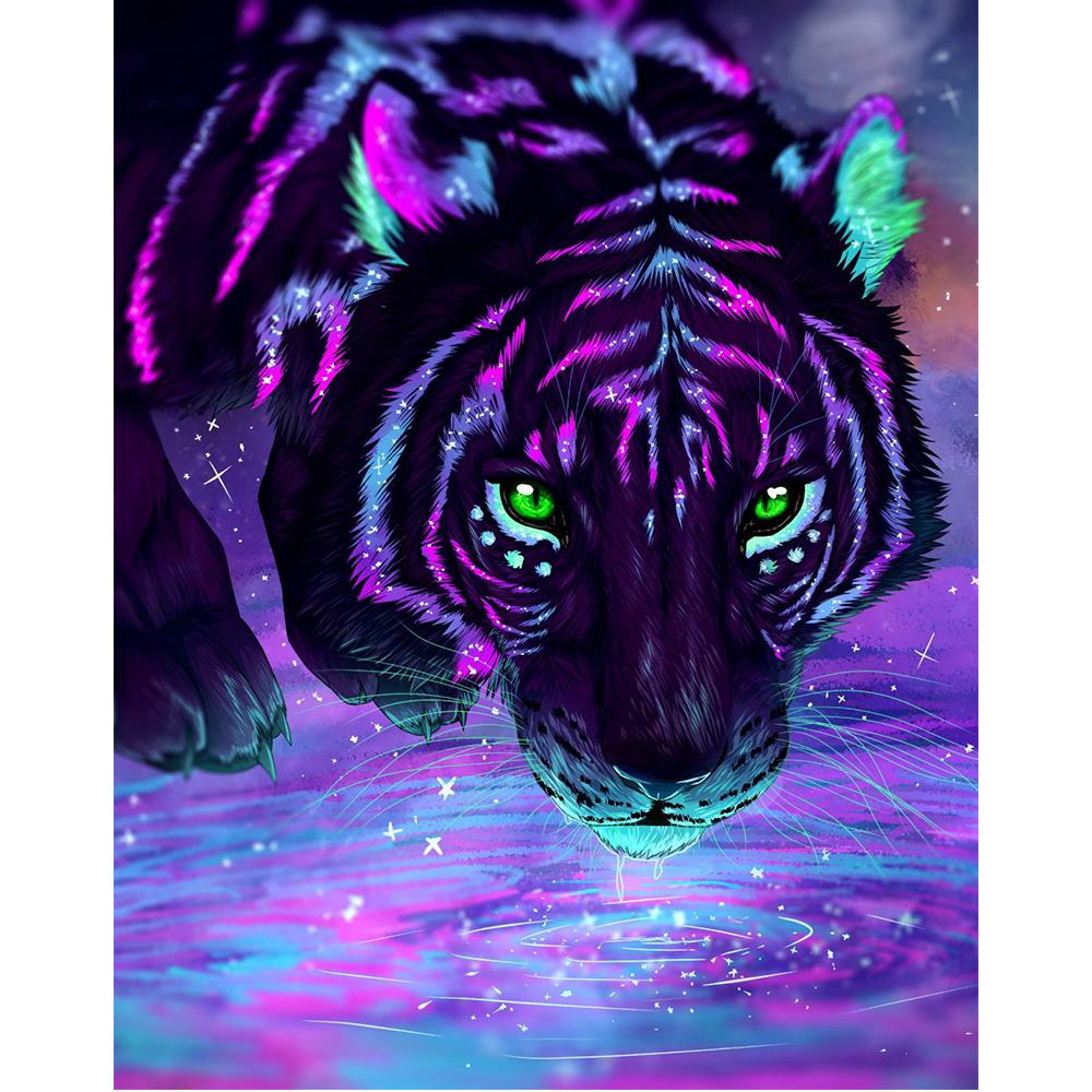 5D Diamond Painting DIY Embroidery Full Drill Art Purple Tigers Colorful Decor 5D Diamond Painting DIY Embroidery Full Drill Art Purple Tigers Colorful Decor