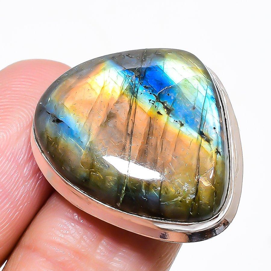 

Labradorite Gemstone 925 Sterling Silver Jewelry Ring Size Adjustable KJ-330