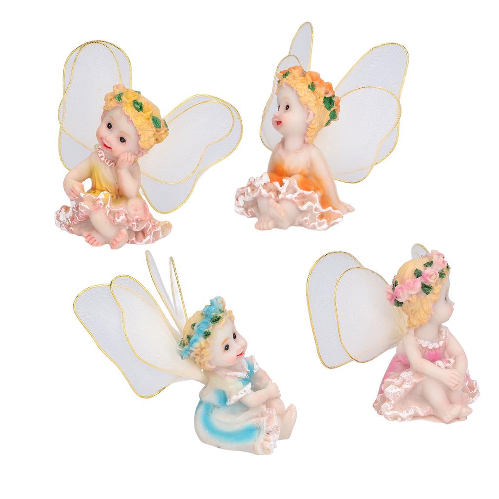 4Pcs Flower Fairies Figurines Garden Home Ornament Fairy Figures Resin Craft Bonsai Decoration