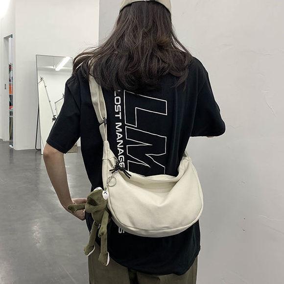 Módní unisex plátěná crossbody taška - Japonský hip hop styl