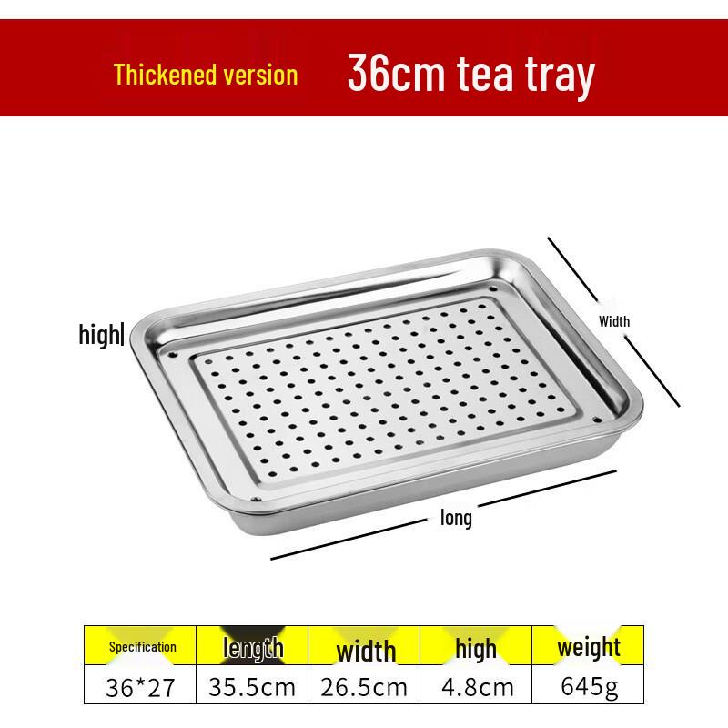 Ruhan Portable Stainless Steel Double-Layer Tea Tray