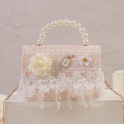 Xiaoxiangfeng Snowflake Velvet Toddler Princess Bag with Pearl Handle
